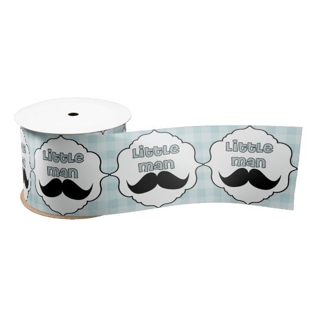 Ruban En Satin Petite moustache d'homme de beau baby shower (Bobine)