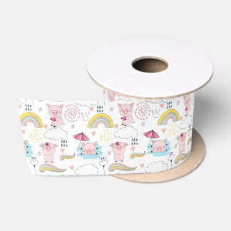 Ruban En Satin Petits cochons mignons