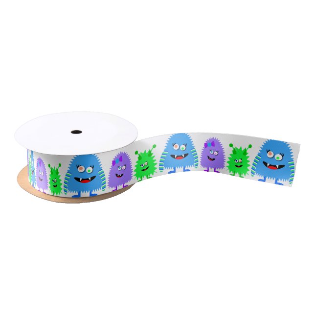 Ruban En Satin Petits monstres mignons (Bobine)