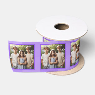 Ruban En Satin Photo encadrée personnalisée Blanc et Royal violet
