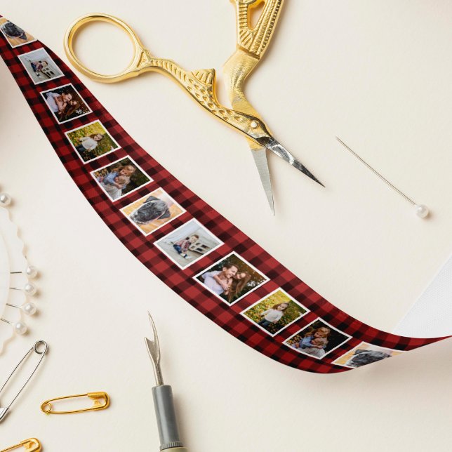 Ruban En Satin Photo Plaid de Buffalo Rouge et Noir (Créateur téléchargé)