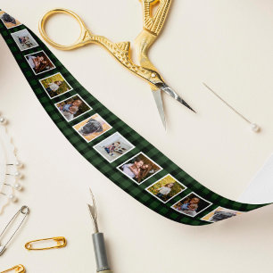 Ruban En Satin Photo Plaid de Buffalo Vert et Noir