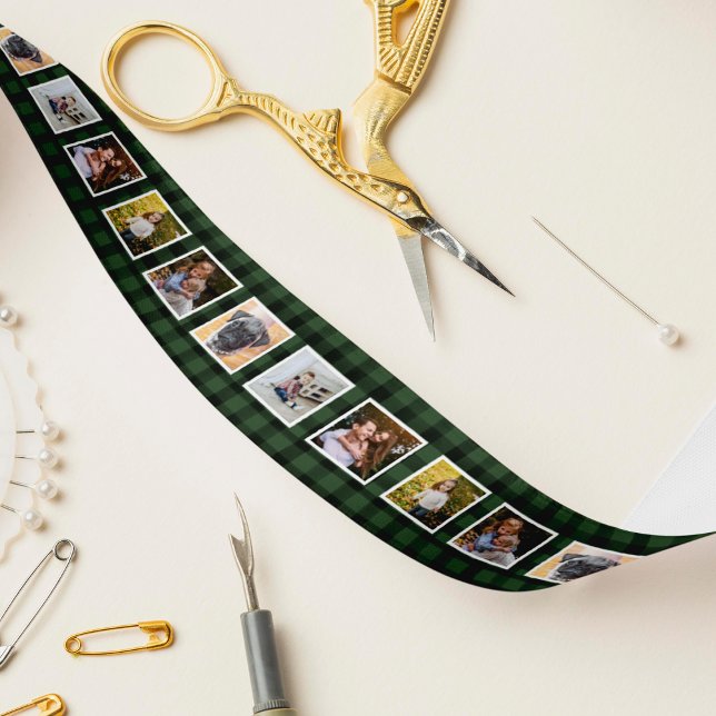 Ruban En Satin Photo Plaid de Buffalo Vert et Noir (Créateur téléchargé)