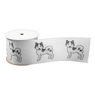 Ruban En Satin Piebald Noir Malamute Malamute Chien caricature mi