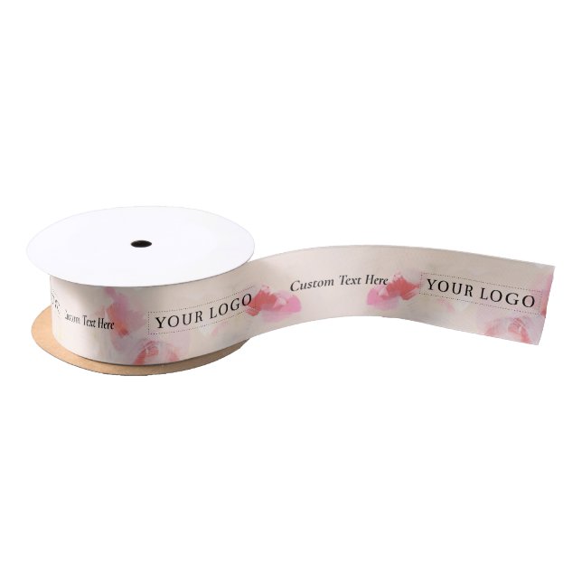Ruban En Satin Pink Artsy Custom Business Logo Packaging (Bobine)