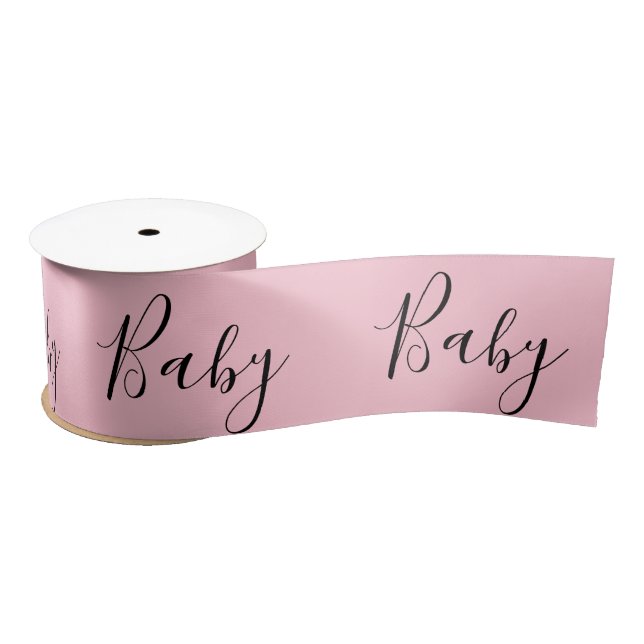 Ruban En Satin Pink Baby Script Élégant Baby shower Satin (Bobine)