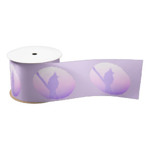 Ruban En Satin Pink Purple Nature Paisible Oiseau Animal Silhouet