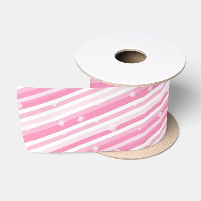 Ruban En Satin Pink Stripes Vintage Noël (Bobine)