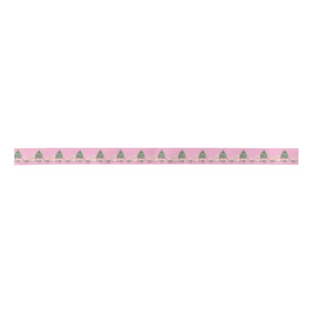 Ruban En Satin Pink Truck Christmas Ribbon (Devant)