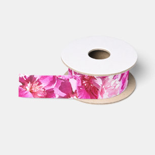 Ruban En Satin Pivoines Fleur de Satin Rose Chaud Luxueux