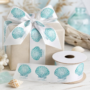 Ruban En Satin Plage tropicale estivale coquillage turquoise côti