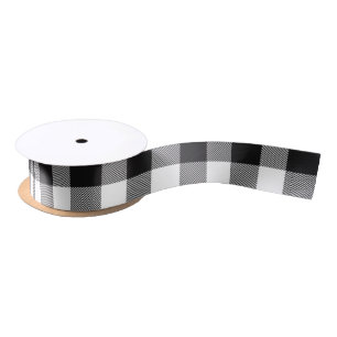 Ruban En Satin Plaid de buffle noir et blanc