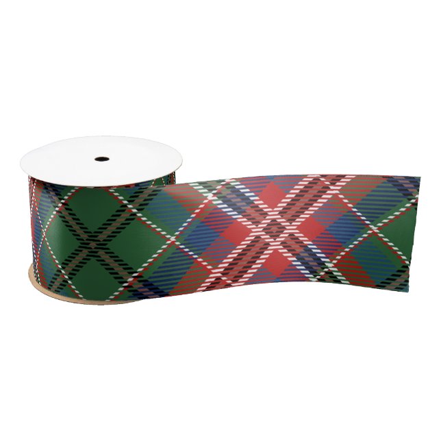 Ruban En Satin Plaid Rustic Green Red MacCulloch Tartan (Bobine)