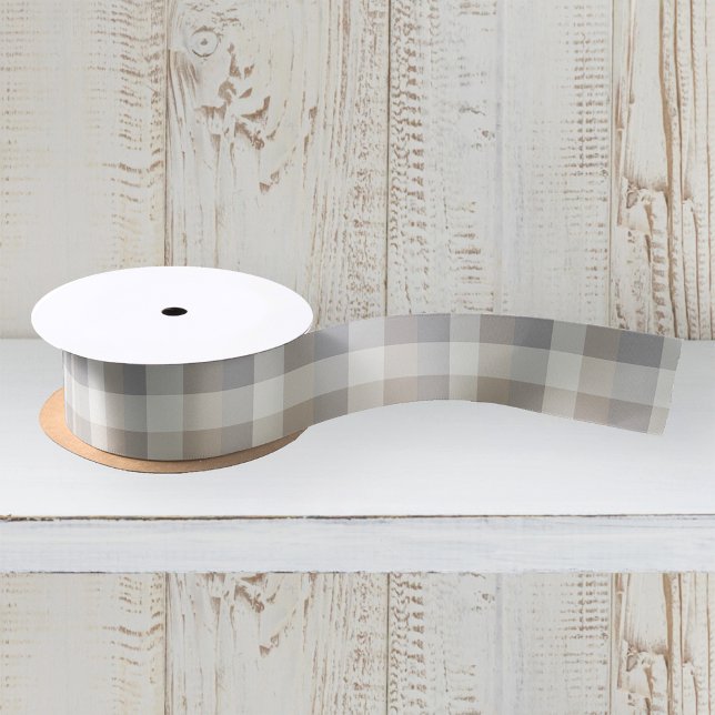 Ruban En Satin Plaid Rustique Brun Gris Ivoire (Créateur téléchargé)