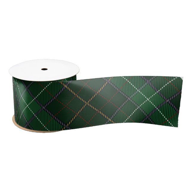Ruban En Satin Plaid Rustique classique Vert Tartan traditionnel (Bobine)