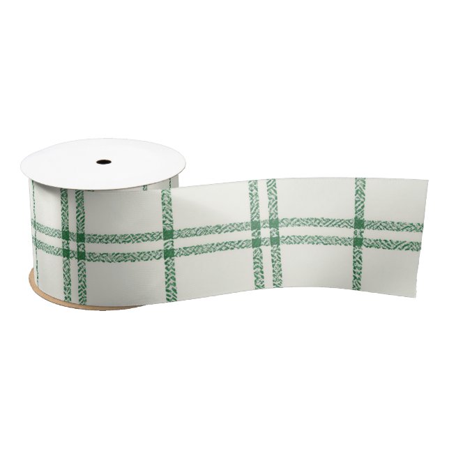 Ruban En Satin Plaid Vert (Bobine)