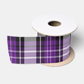 Ruban En Satin Plaid Violet Et Noir