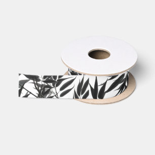 Ruban En Satin Plante en bambou noir et blanc
