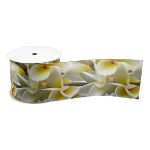 Ruban En Satin Plumeria jaune Mariage blanc Floral