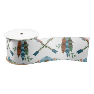 Ruban En Satin Plumes de Bohème Dreamcatcher Flèches de Fleurs Bl