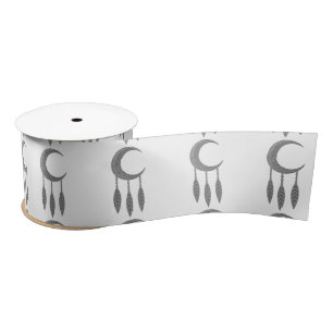 Ruban En Satin Plumes de la lune du croissant d'argent Thunder_Co