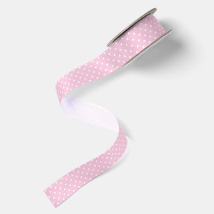 Ruban En Satin Points classiques blanc - Rose clair