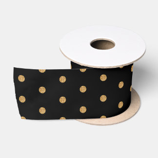 Ruban En Satin Points dorés sur ruban de satin noir