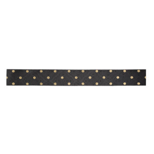 Ruban En Satin Points noirs et or élégants en feuille d'or