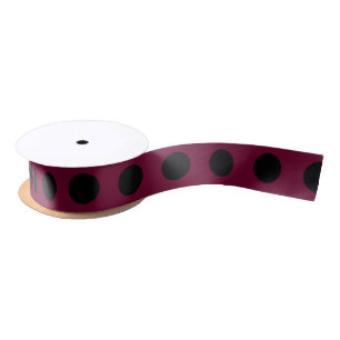 Ruban En Satin Points noirs sur bordeaux