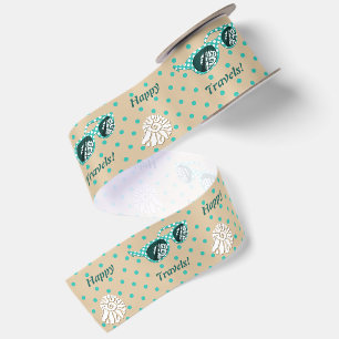 Ruban En Satin Points Turquoise Bon Voyage, Vacances