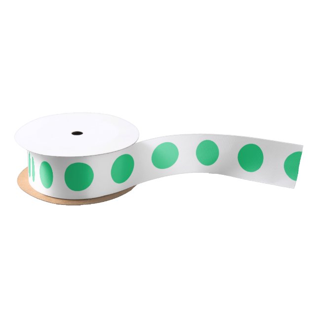 Ruban En Satin Points verts et blancs (Bobine)
