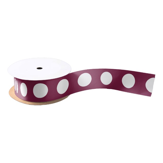 Ruban En Satin Pois blancs en Bourgogne (Bobine)