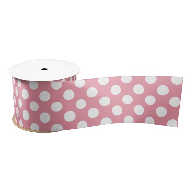 Ruban En Satin Pois blancs et roses (Bobine)