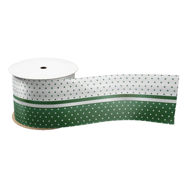 Ruban En Satin Pois blancs et verts (Bobine)