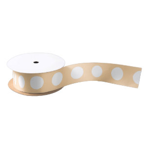Ruban En Satin Pois blancs sur beige