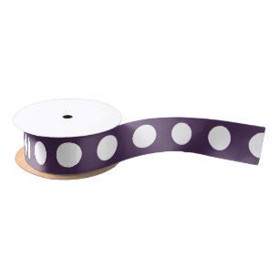 Ruban En Satin Pois blancs sur prune violette