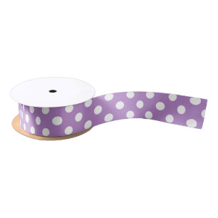 Ruban En Satin Pois blancs sur Thistle Purple