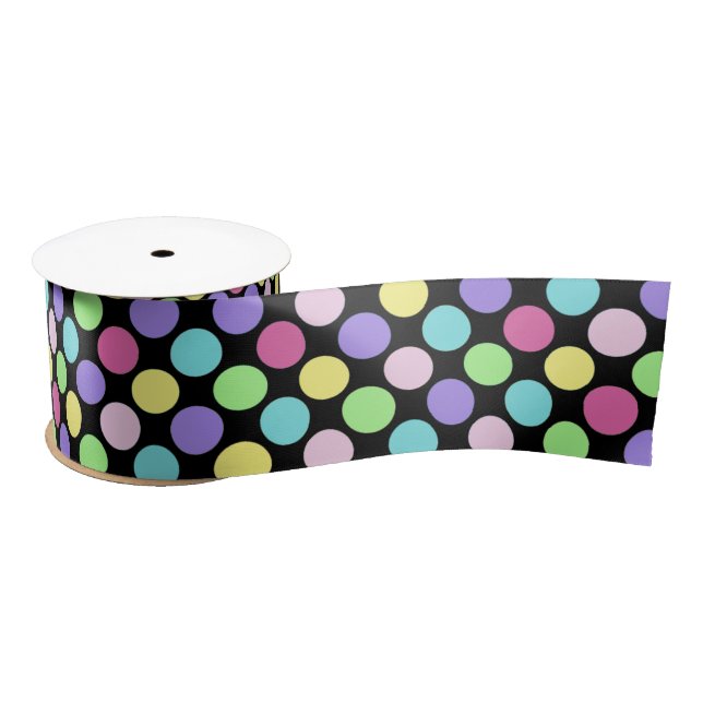 Ruban En Satin Pois colorés amusants (Bobine)