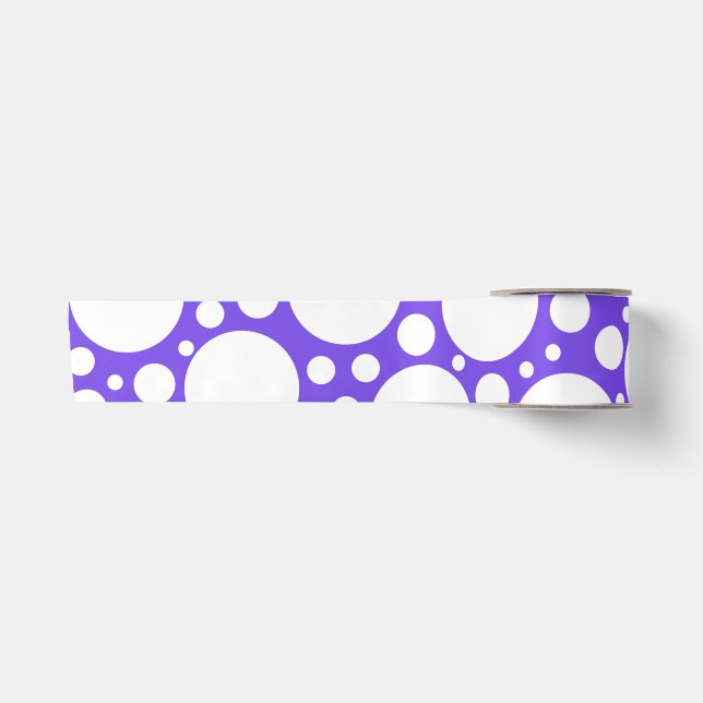 Ruban En Satin Pois en violet et blanc (Devant)
