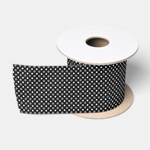 Ruban En Satin Pois gris et blanc