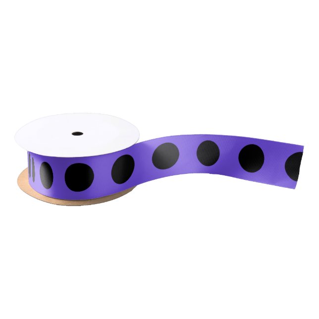 Ruban En Satin Pois noirs sur perwinkle (Bobine)
