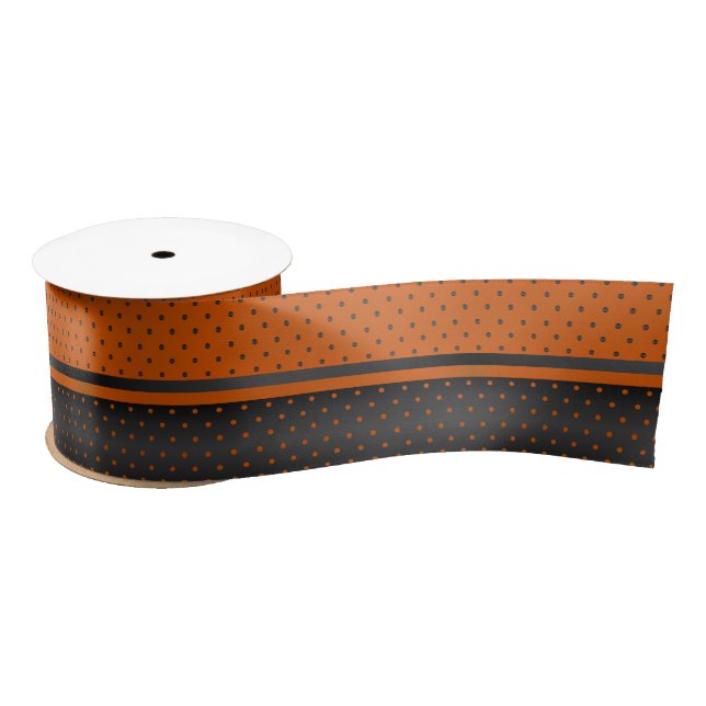Ruban En Satin Pois orange et noir (Bobine)