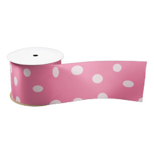 Ruban En Satin Pois rose pâle sur rose
