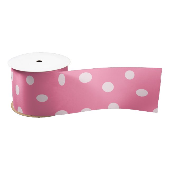 Ruban En Satin Pois rose pâle sur rose (Bobine)
