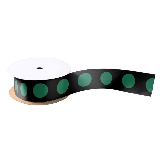 Ruban En Satin Pois vert et noir (Bobine)