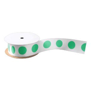 Ruban En Satin Pois verts et blancs