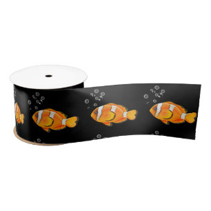 Ruban En Satin Poisson Clown Avec Bulles