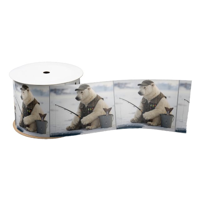 Ruban En Satin Polar Bear Ice Fishing (Bobine)