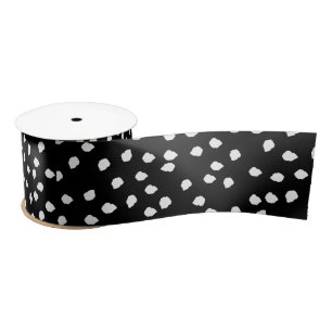 Ruban En Satin Polka Pote Abstraite moderne noir et blanc