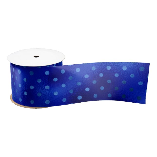 Ruban En Satin Polka Royal Blue Foil Dot Hanoukka (Bobine)